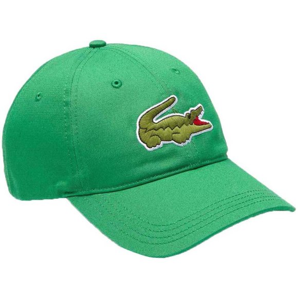 Lacoste Contrast Strap & Oversized Crocodile Cotton Cap Hat $60 Green LDM - Picture 1 of 7